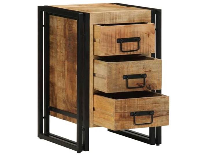 Tmriohed Nachttisch Massivholz Mango 40x40x59 cm Beistelltisch Braun Kompakte Nachtkommode aus braunem Holz mit Schubladen und Metallgestell für das Schlafzimmer.