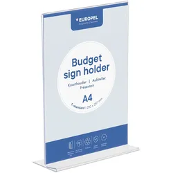 Europel Tischaufsteller Budget T-Ständer DIN A4 1,5 mm Hochformat Acryl - 10 Stück
