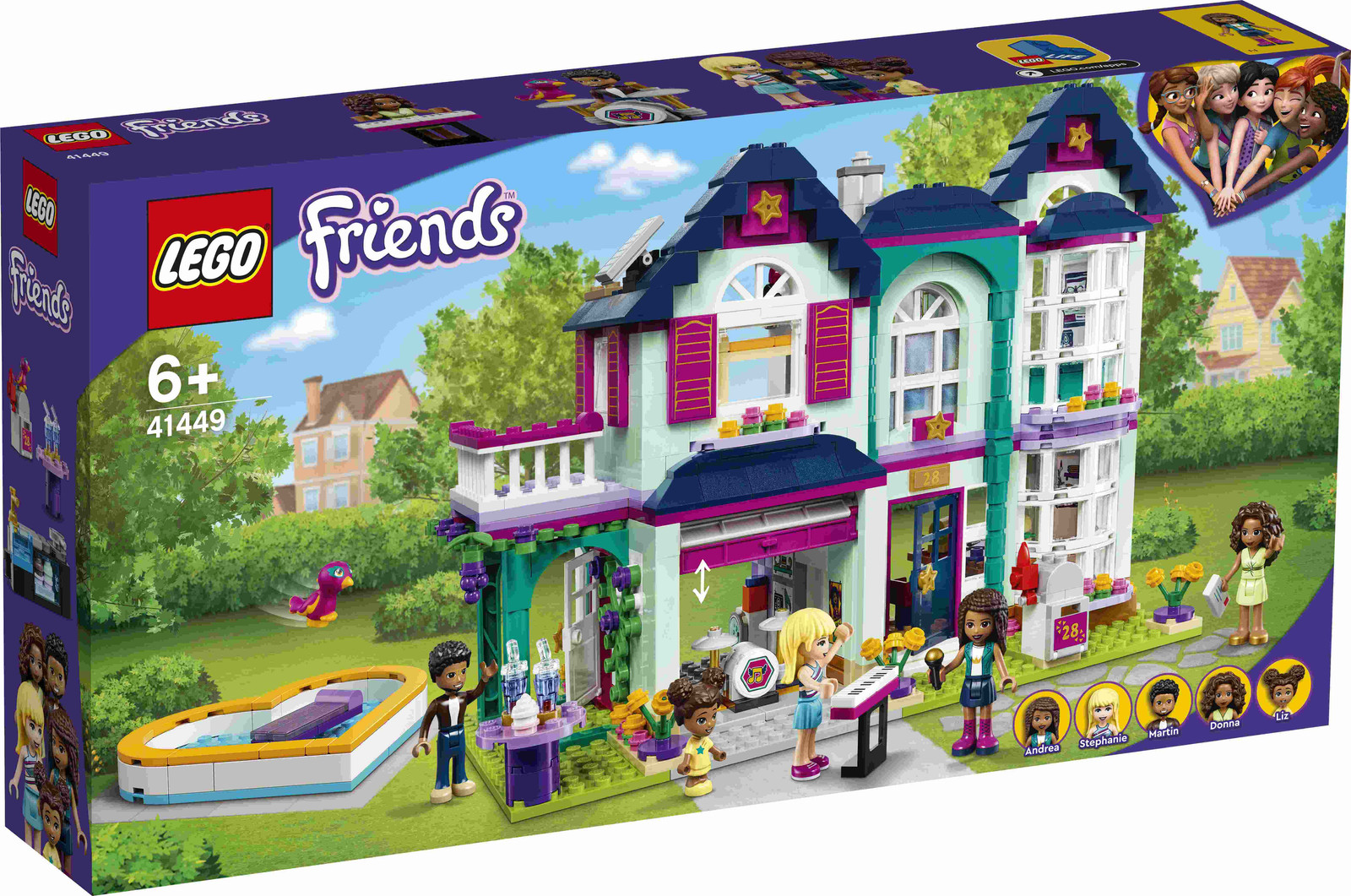 LEGO Friends 41449 Andreas Huis Poppenhuis met zwembad en muziekstudio