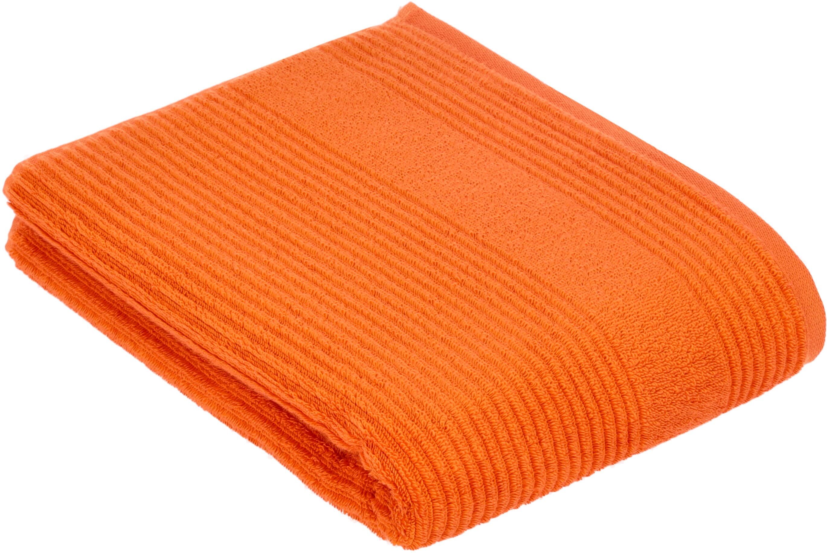 Badetuch VOSSEN "Tomorrow", orange (electric orange), B:67cm L:140cm, Webfrottier, Baumwolle, Handtücher, Badetuch electric orange B/L: 67cmx140cm, 1 Stk., Webfrottier