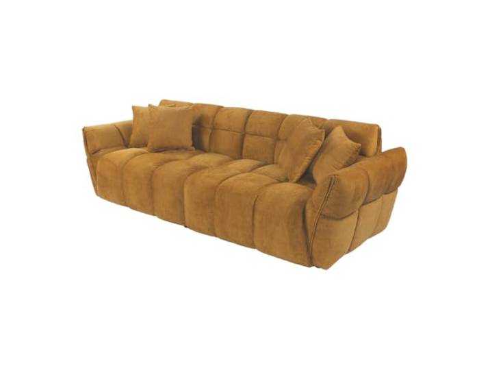 Riess Ambiente XXL Sofa Cloud - 260x102cm - senfgelb - Samt mit Armlehne, individuelle Maserung, Taschenfederkern, Kissen inkl., belastbar bis 120 kg