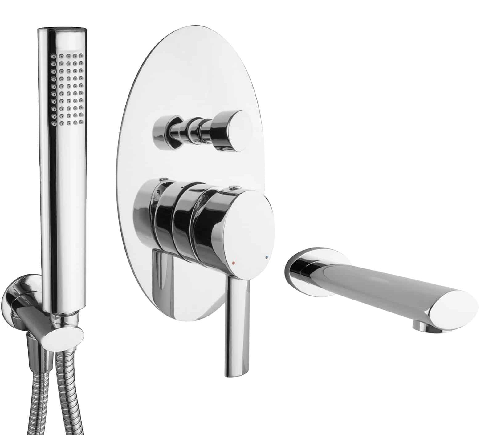 PaulGurkes Wannenset Unterputz Oval Mischbatterie mit Handbrause