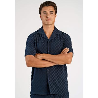 Kurzarmhemd LINDBERGH "Freizeithemd (Kurzarm) Relaxed Fit", Herren, Gr. S, Normalgrößen, blau (navy), Obermaterial: 83% Baumwolle, 17% Polyester, Hemden