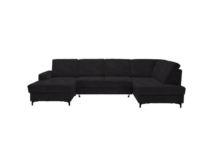 Stylife Wohnlandschaft, Graphit, Metall, 4-Sitzer, Ottomane rechts, U-Form, 317x185 cm, Made in EU, Rücken echt, Wohnzimmer, Sofas & Couches, Wohnlandschaften, Wohnlandschaft U-Form