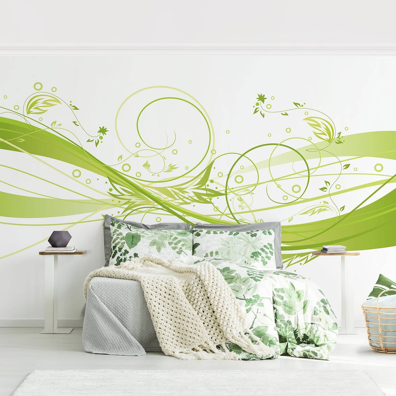 home24 Vliesbehang March Groen Bloemenpatroon B: 432 cm, H: 290 cm
