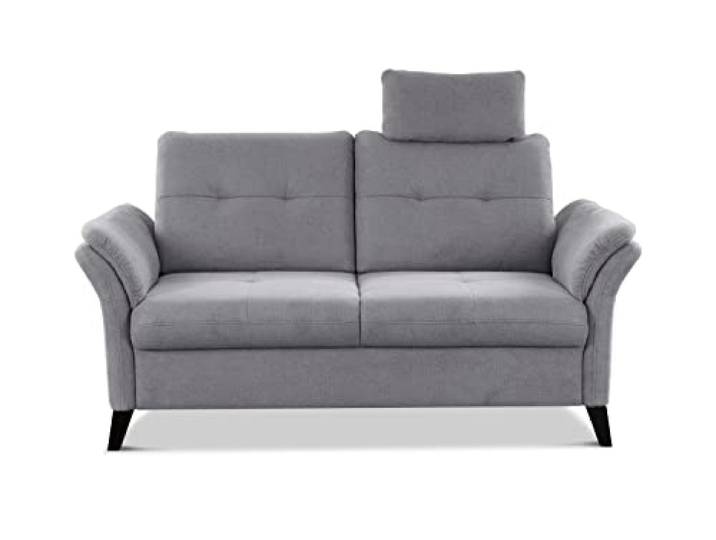 CAVADORE Lot de 2 canapés scandinave 2 Places avec Ressorts ensachés\, réglage de Profondeur d'assise + têtière / 173x90x102 / Tissage Plat