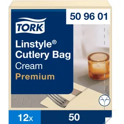 Tork LinStyle® Bestecktaschen Creme, strapazierfähig, 39 cm × 39 cm, 6 × 60 Serv...