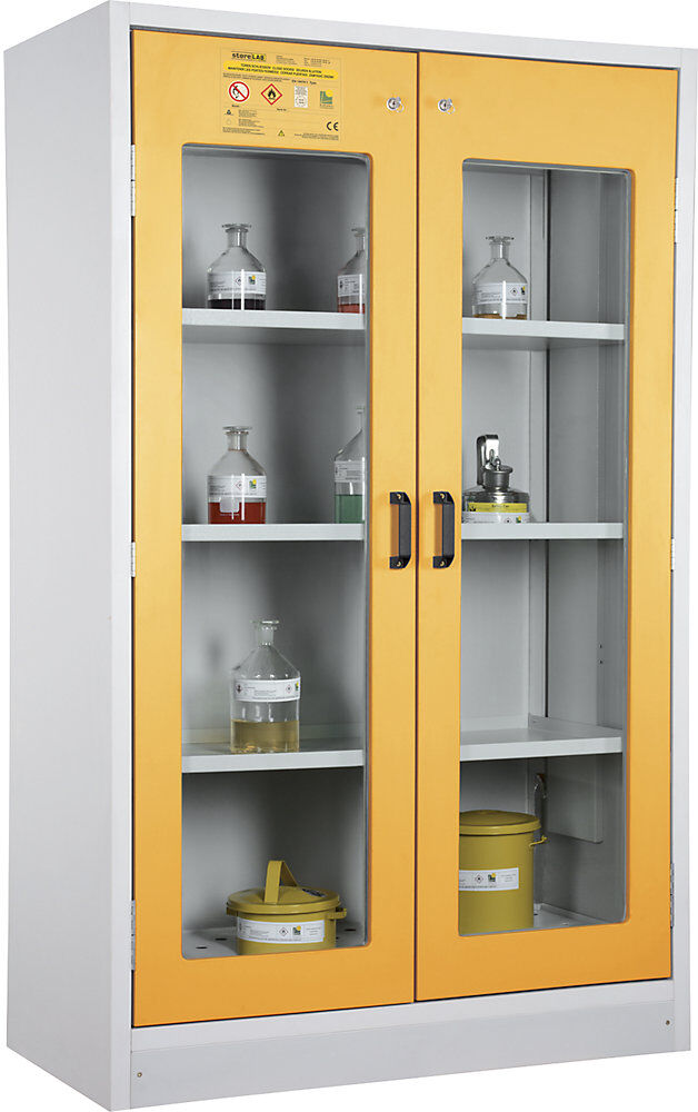 Feuerbeständiger Gefahrstoffschrank Typ 30, 2 Sichtfenstertüren, HxBxT 1935 x 1195 x 595 mm LaCont