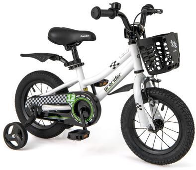 Costway 12 Inch Kids Bike Children Bicycle with Training Wheels for 3-4 Years Old-White