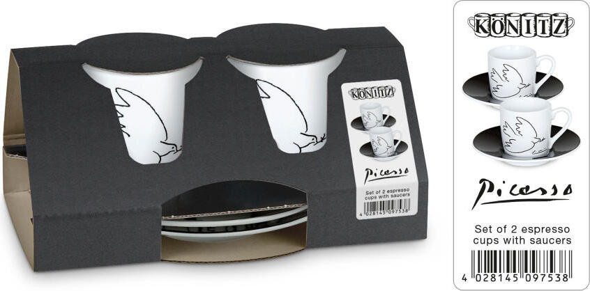 Könitz Picasso La Colombe De La Paix espressoset, 4-delig, porselein, 85 ml