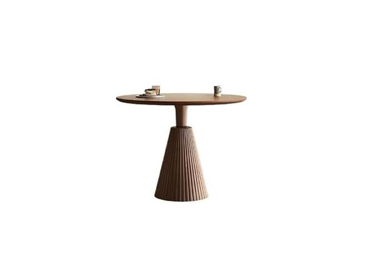 Langer Bartisch Balkon-Couchtisch Im Retro-Stil, Bartheke For Die Heimküche Tischplatte aus massivem Holz, walnussfarbene runde Möbel, die for Besprechungen in einem Café verwendet werden.