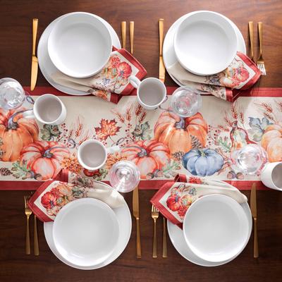 Threadmade Botanical Harvest Pumpkin Engineered Table Runner - 13x70
