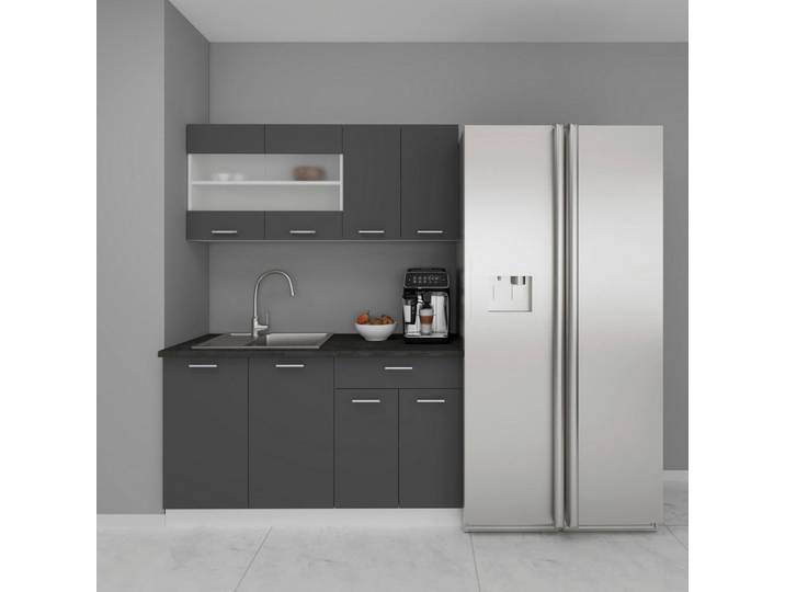 Mid.you Miniküche, Anthrazit, Weiss, Holzwerkstoff, 1 Schublade(n) Schubladen, nur wie online abgebildet bestellbar, 140 cm, höhenverstellbare Füsse, in den Filialen verschiedene Arbeitsplatten erhältlich, Küchen, Küchenblöcke, Miniküche