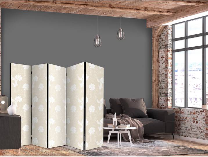 Paravent poissons nénuphars 2 faces Autres Beige 225 x 172cm