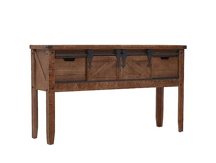 HEFZGDB Konsolentisch aus massivem Tannenholz 131x35,5x75 cm Braun, rustikaler Beistelltisch mit Vintage-Charme und Gleitschienen-Design, Stabiler Ablagetisch für Dekoration, ideal