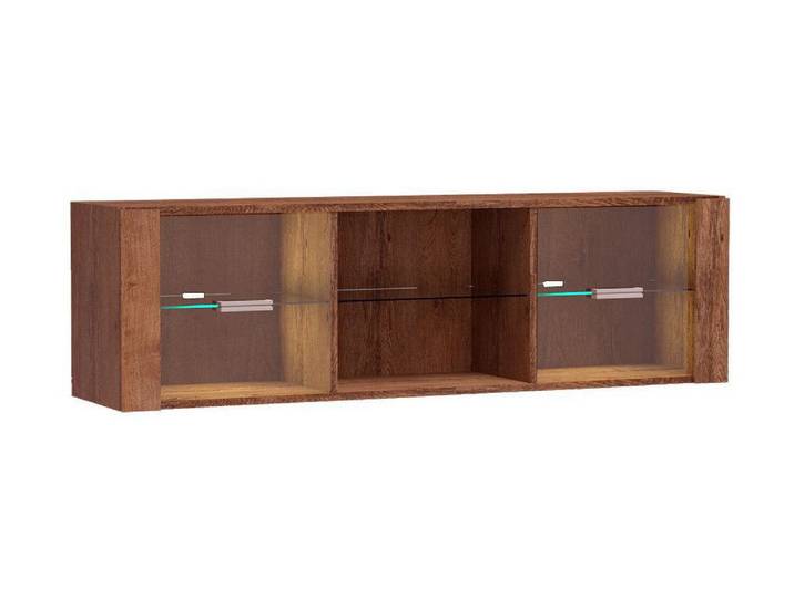 Beautysofa Wandhängeschrank Polis I-21, Glastüren, Breite 137 cm + optionale LED-Beleuchtung