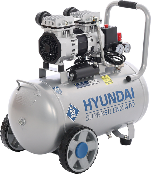 Hyundai 2J-1100-50L - Compressore aria elettrico silenziato oilless - 50 lt - Motore 1.5 HP