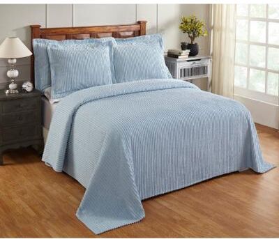 Better Trends Jullian Collection in Bold Stripes Design Bedspread by Better Trends in Blue (Size QUEEN)