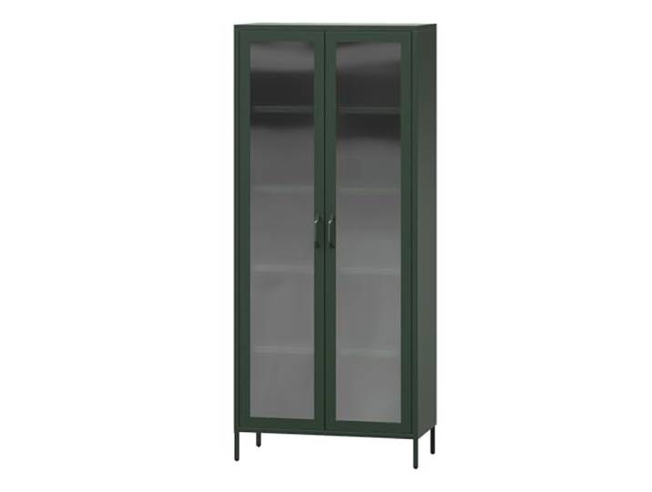JJan Nowak Vitrinenschrank Glasvitrine Wohnzimmerschrank 80x185x45 cm Standvitrine Sammlervitrine mit 2 Glastüren, 4 verstellbaren Ablagen, gehärtetem Glas, Wandmontage, Metallkorpus