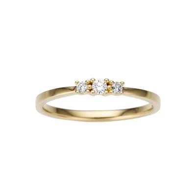 Goldring FIRETTI "Schmuck Geschenk Gold 585 Damenring Goldring" Gr. 16, gold (gelbgoldfarben, weiß), Fingerringe, Damen, 16, 0,12 P2 = erkennbare Einschlüsse, Diamanten Gelbgold 585, 2,7mm, Diamanten, Gelbgold 585, Goldring, mit Brillanten