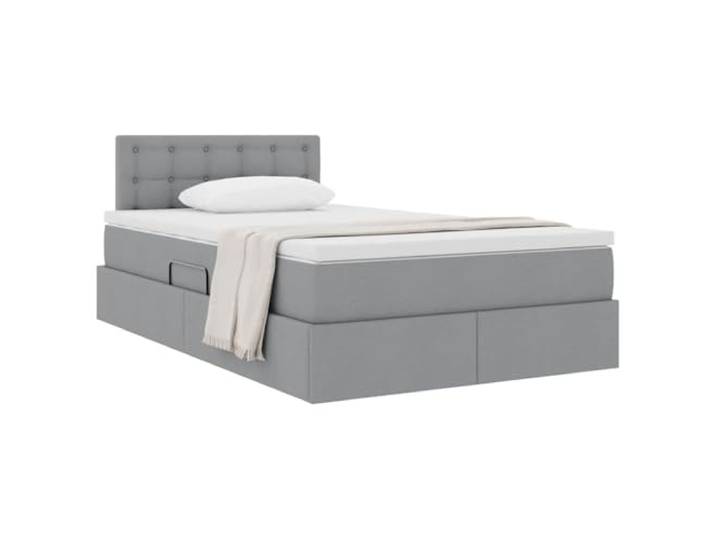 KTHLBRH Boxspringbett Hellgrau 120 x 200 cm mit Matratze Minimalistisches Design, stabiler Rahmen, Hebemechanismus, rechteckige Form