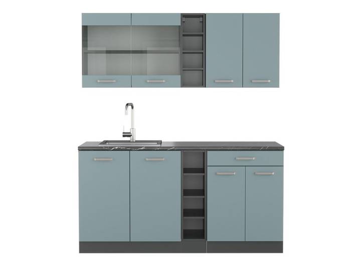 Cuisine R-Line 160cm sans PT Bleu-gris/Anthracite Vicco 41028