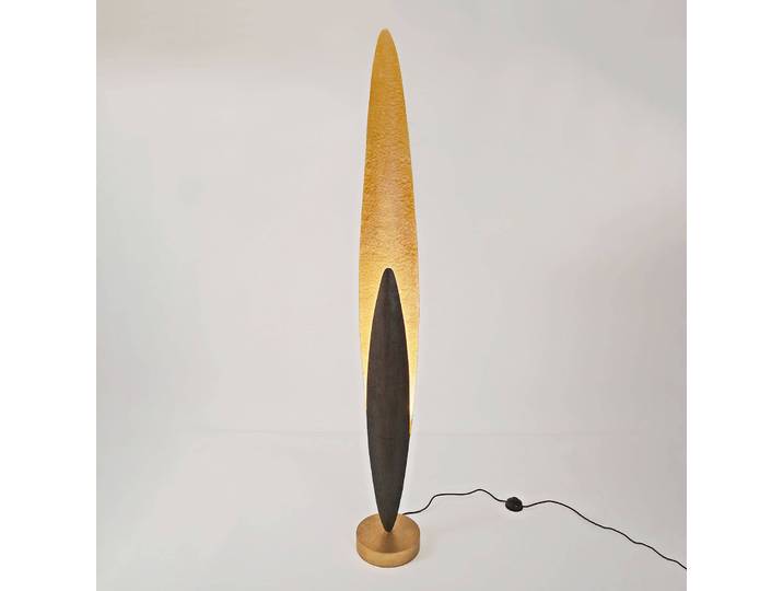 Holländer Designer Stehlampe Lingua, messing / gold, für Wohn- / Esszimmer, Metall, Design, Stehlampe