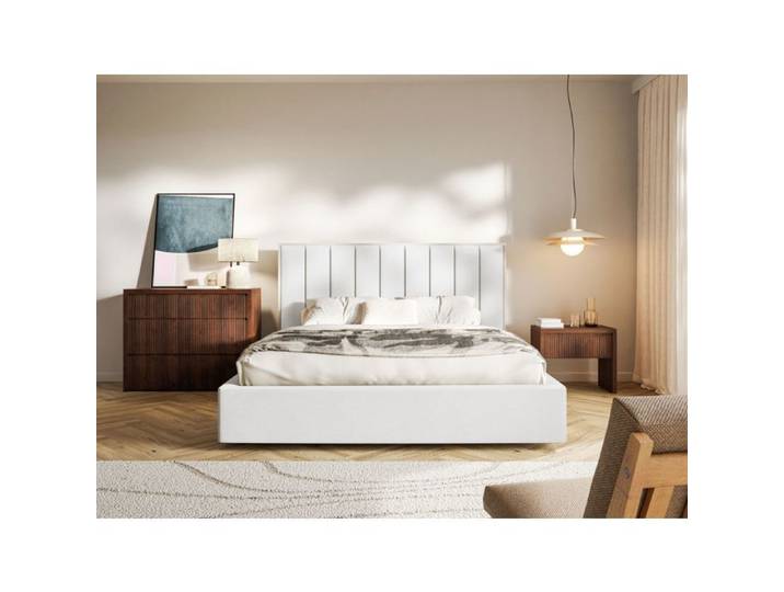 Lit tapissé - TOGENTS - 180×200 - velours - blanc