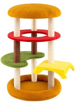 Costway 42 Inch Tall Modern Cat Tree Multi-Level with Padded Perch and Cat Bed-Yellow