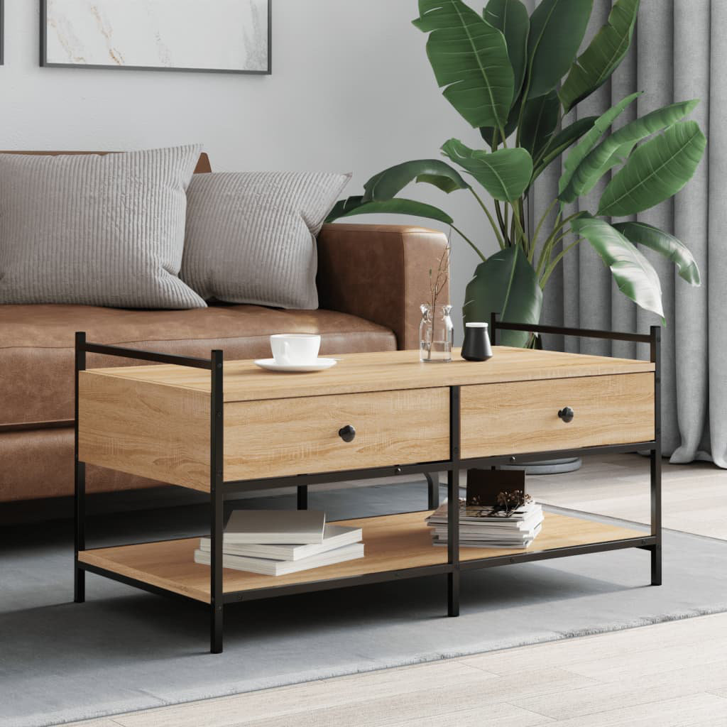 Borough Wharf Hoch Four Leg Coffee Table with Storage Sonoma Oak 50cm H X 99cm W X 50cm D