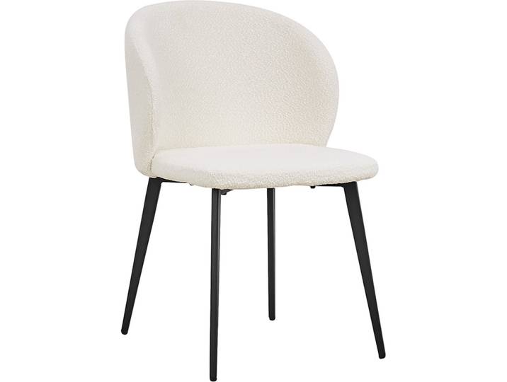 Stozy Bouclé Chaise de salle à manger Kamala Blanc