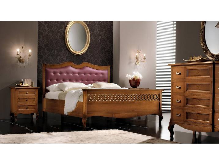 Xlmoebel Holzbett Doppelbett aus massivem Holz mit eleganter Polsterung (Doppelbett, 1-tlg., Bett), Hergestellt in Italien