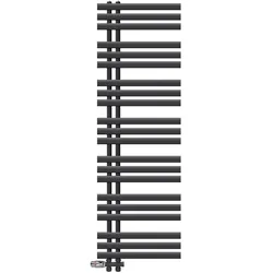 LuxeBath Badheizkörper Iron EM 500x1600 Anthrazit | Seitenanschluss, Durchgang Boden, Thermostat