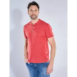 engbers Herren Henley T-Shirt mit Knopfleiste Rot regular uni Knopfleiste - S