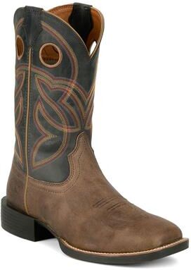 "Justin Boots Stampede 11"" Square Toe - Mens 8 Grey Boot E2"