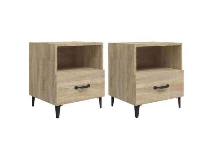 fsahslih Nachttisch 2er Set Sonoma Eiche Holzwerkstoff 40x35x47.5 cm Kompakter Beistelltisch im 2er-Set fürs Schlafzimmer. Praktischer Stauraum mit Schublade und offenem Fach für Bücher.