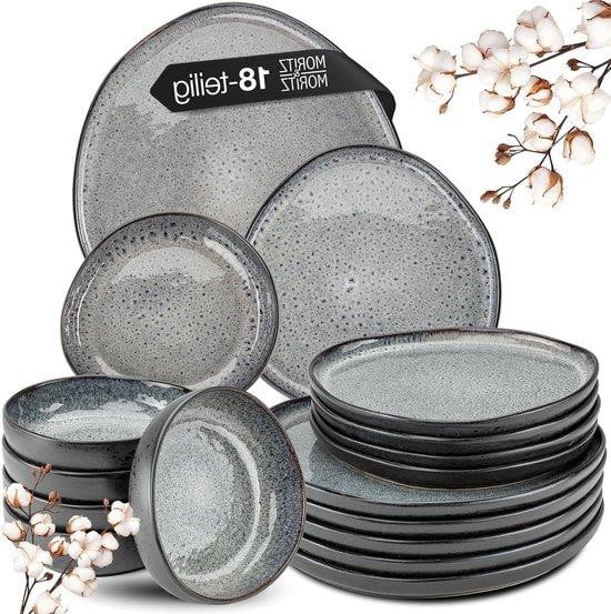 Moritz & Moritz 18-delig Tafelservies voor 6 personen - Grijs - Organische Vorm