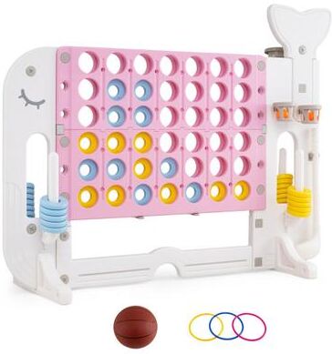 Costway Giant 4-to-Score Game Set Jumbo Connect Four Game with Ring-toss-Pink