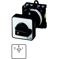 Eaton 009852 Umschalter, T0, 20 A, Zwischenbau, 1 Baueinheit(en), Kontakte: 2, 45 °, tastend, mit 0-Stellung, mit 2-seitigem Rückzug nach 0, 2>0<1
