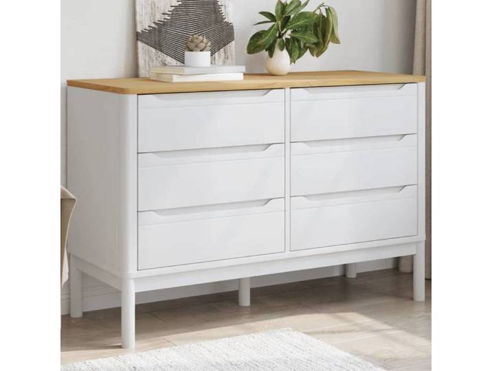 Commode FLORO blanc bois de pin massif commode armoire de rangement buffet commode à tiroirs classeur armoire à 374012
