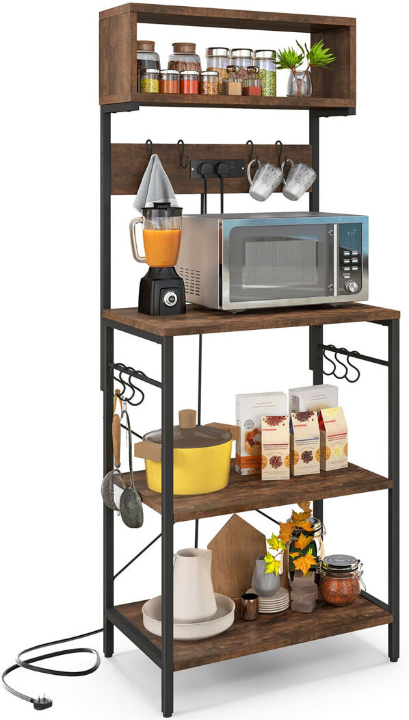 Borough Wharf 60cm Metal Standard Baker's Rack with Microwave Compatibility Brown 153cm H X 60cm W X 60cm D