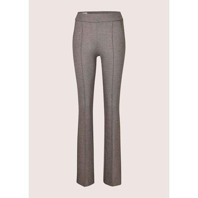 Jerseyhose MADELEINE "Hose Bootcut-Jerseyhose mit Glanzeffekt", Damen, Gr. 34, grau (taupe, silberfarben, multicolor), Modern, slim fit, Hosen Jerseyhose