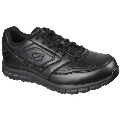 Berufsschuh SKECHERS "NAMPA" Gr. 44, schwarz, 44, Lederimitat, Schuhe, Schnürschuh für Gastronomie mit rutschfhemmender Laufsohle