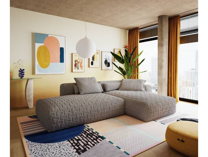 Ecksofa Freestyle Icon 310x200 cm Strukturstoff Soft Grau, Sofas