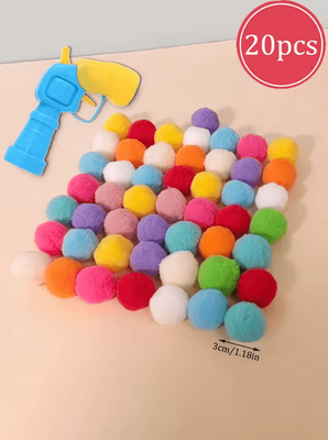 Inspire Curations PounceBlaster Interactive Cat Toy Launcher Plush Ball Shooting Game For Indoor Cats 20 Pieces