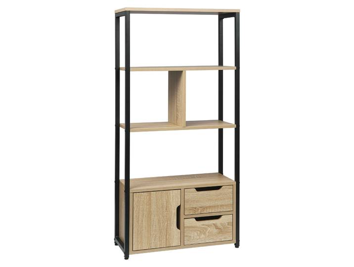 WOLTU Bibliothèque d'angle avec étagères de rangement et 3 tiroirs pour salon, bureau à domicile, décoration