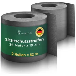 Novatool Premium PP 52m Rollen Nachhaltige Sichtschutzstreifen für Doppelstabmattenzaun Anthrazit für 20 Reihen Stabmattenzaun Sichtschutzstreifen extra stabil UV-Beständigkeit Sichtschutz Garten