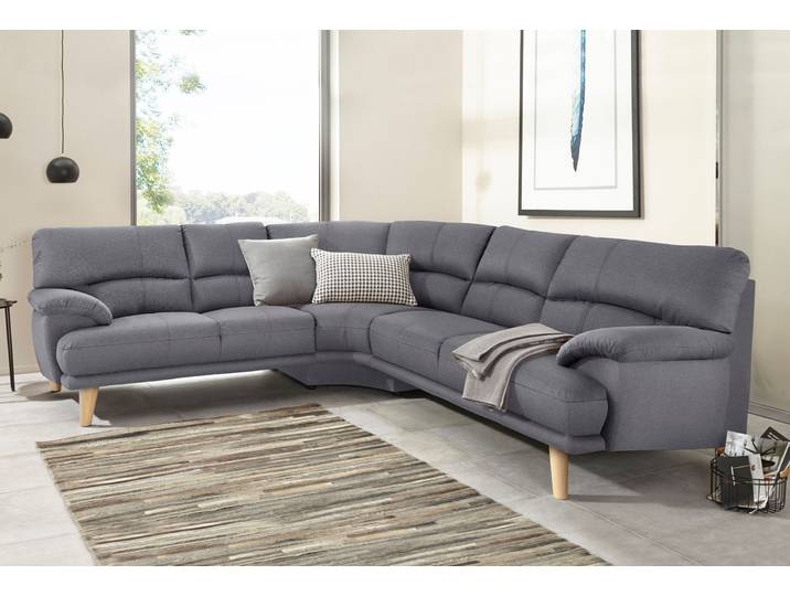 Polsterecke, Struktur Fein, Hellgrau, 280×240 cm, L-Form mit Bequemen Armlehnen, Modern, TRENDMANUFAKTUR