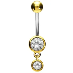 Titan Bananabell mit 925er Silber-Design 2 KRISTALLE