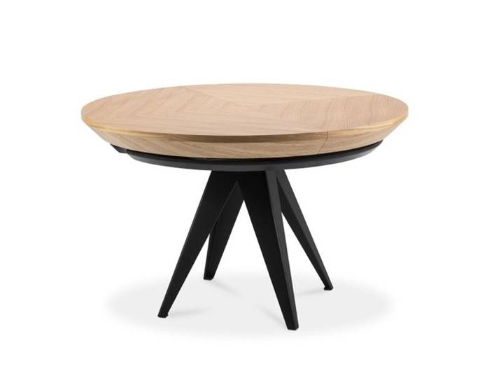 Ausziehbarer Esstisch GLOBO Eiche Für Wohnzimmer und Esszimmer 120-220 x 120 x 76 cm, Rund